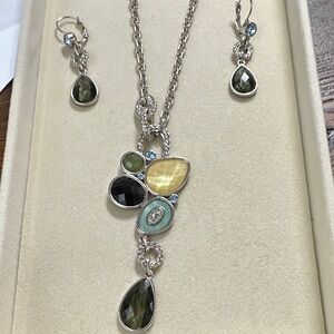 Lia Sophia Silver Necklace with Multi-Colored Stones